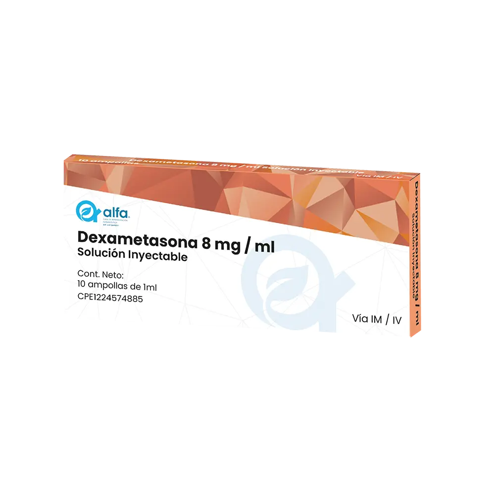 Dexametasona 8 mg / 2 ml solución inyectable ampolla